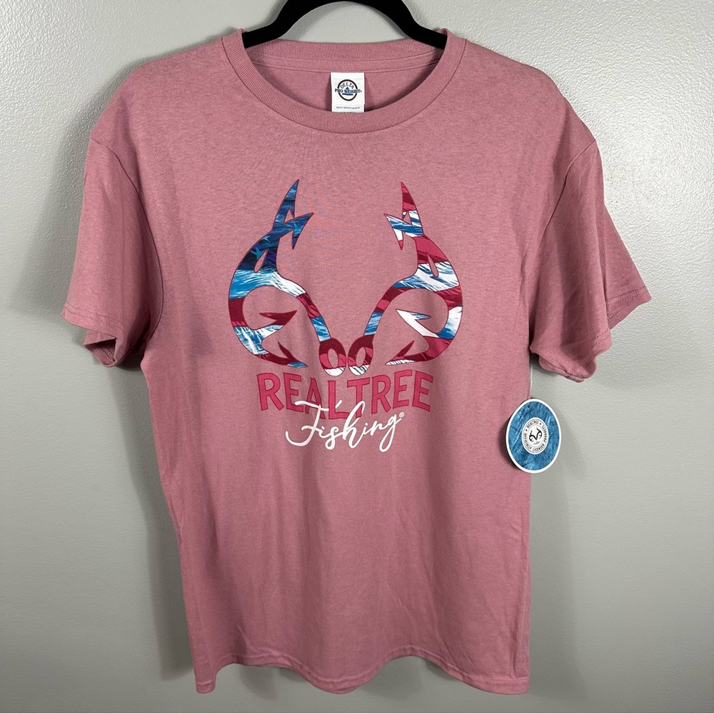 Realtree Fishing New Pink Short Sleeve Graphic T-Shirt Women’s Size Medium